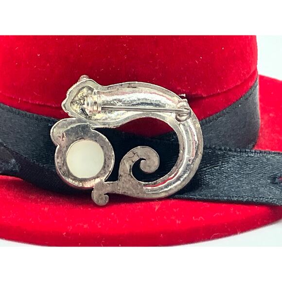 Art Nouveau Leopard Silver-Tone with a Faux Pearl Brooch! - Picture 2 of 2